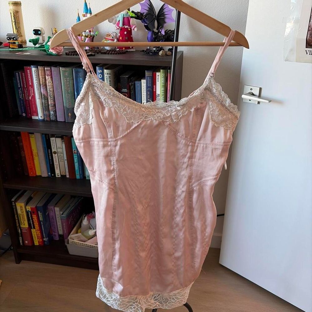 Free People Pink Lace Trim Nightgown Women's Large